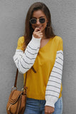 Color Block Lantern Sleeve Sweater