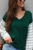 Color Block Lantern Sleeve Sweater