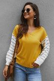 Color Block Lantern Sleeve Sweater