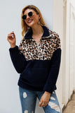 Color Block Zip Fluffy Sweatshirt