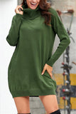 High Neck Belt Sweater Dress