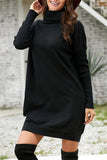 High Neck Belt Sweater Dress