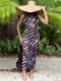 Leopard Print Sheer Mesh Boydcon Midi Dresses