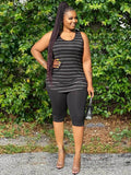 Two Piece Plus Size Sleeveless Tops+Shorts Sets