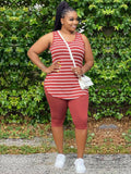 Two Piece Plus Size Sleeveless Tops+Shorts Sets