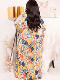 Plus Size Floral Print Long Sleeve Maxi Dress