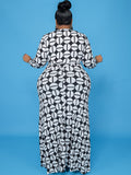 Plus Size Floral Print Long Sleeve Maxi Dress