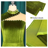 Velvet Pearl Design Cut Out Split Maxi Dress