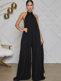 Halter Neck Sleeveless Backless Wide Leg Jumpsuit