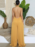 Halter Neck Sleeveless Backless Wide Leg Jumpsuit