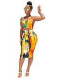 2 Piece Sleeveless Crop Top+Bodycon Skirt Sets