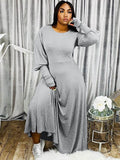 Plus Size Casual Puff Sleeve Maxi Dresses