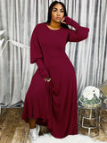 Plus Size Casual Puff Sleeve Maxi Dresses