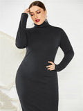 Plus Size Ribbed Pullover Knit Sweater Dresses