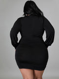 Plus Size Long Sleeve Ruched Bodycon Mini Dresses