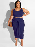 Plus Size Two Piece Tank Top Maxi Skirts Sets