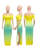 Off-Shoulder Side Slit Bandage Cocktail Party Maxi Dresses
