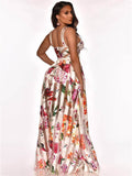 Elegant Sheer Mesh Patchwork Floral Print Beach Dresses