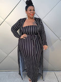 Plus Size Two Piece Rainbow Open Front Cardigan Dresses Sets