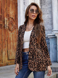 Office Long Sleeve Leopard Open Front Blazer
