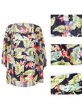 3 Piece Boho Leaf Print Crop Top+Cardigan+Shorts Sets