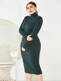 Plus Size Ribbed Pullover Knit Sweater Dresses