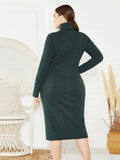 Plus Size Ribbed Pullover Knit Sweater Dresses