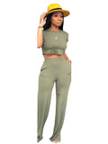 Slim Crop Top & Wide Leg Pants Set