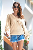 Pure Colour V Neck Loose Sweater