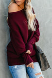 Solid Color Drop Shoulder Sweater - Blanchedalmond