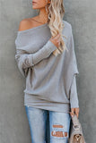 Solid Color Drop Shoulder Sweater - Blanchedalmond