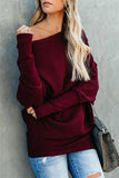 Solid Color Drop Shoulder Sweater - Blanchedalmond