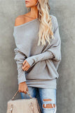 Solid Color Drop Shoulder Sweater - Blanchedalmond