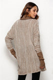 Spliced Turtleneck Loose Pullover Sweater - Brown