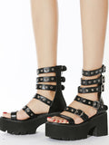 PU Adjustable Wrap Up Wedge Sandals