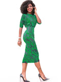 Half Sleeve Printed Bodycon Midi Dresses