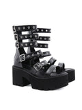 PU Adjustable Wrap Up Wedge Sandals