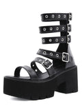 PU Adjustable Wrap Up Wedge Sandals