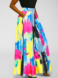 High Waist Graffiti Print Wide Leg Pants