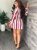 Long Sleeves Striped Print Mini Dresses