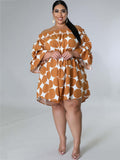 Chiffon Flare Sleeve Printed Mini Dresses