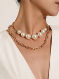 Minimalist Pearl Chain Patchwork Necklaces