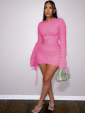 Long Sleeves Cut-Out Bubble Mini Dresses