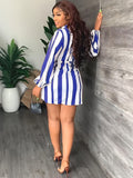 Long Sleeves Striped Print Mini Dresses