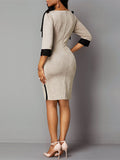 Suede Half Sleeves Bodycon Midi Dresses