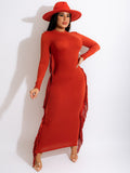 Long Sleeves Tassles Bodycon Maxi Dresses