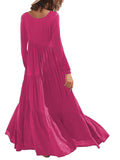 Asymmetric Tiered Solid Maxi Dresses