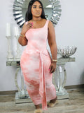 Plus Size Tie-Dyed Print Sleeveless Bodycon Maxi Dresses