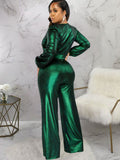 Long Sleeves Bronzing High Waist Jumpsuits