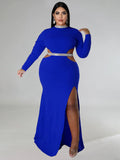 Plus Size Cut Out Split Maxi Dresees